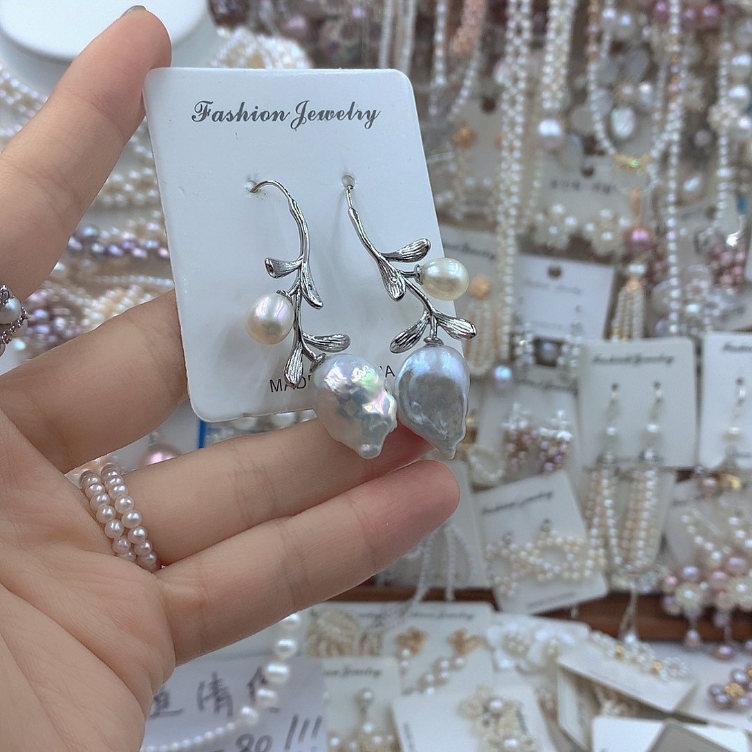 淡水珍珠耳饰银S925镶嵌