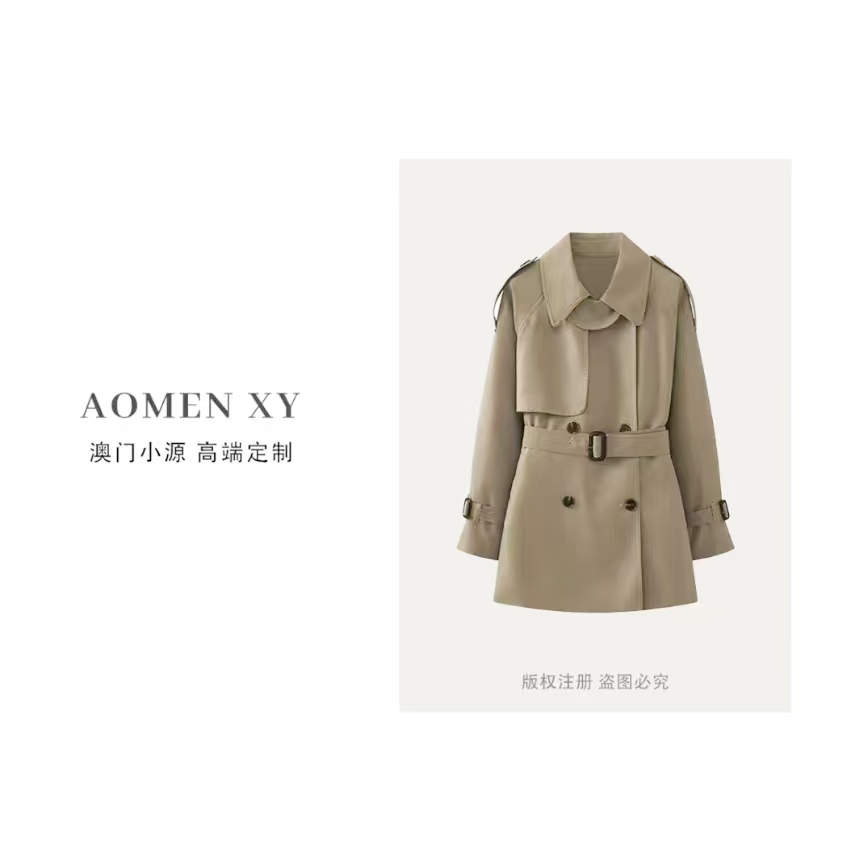 2025冬季短款风衣女白鸭绒收腰含羽绒内胆气质翻领羽绒服外套