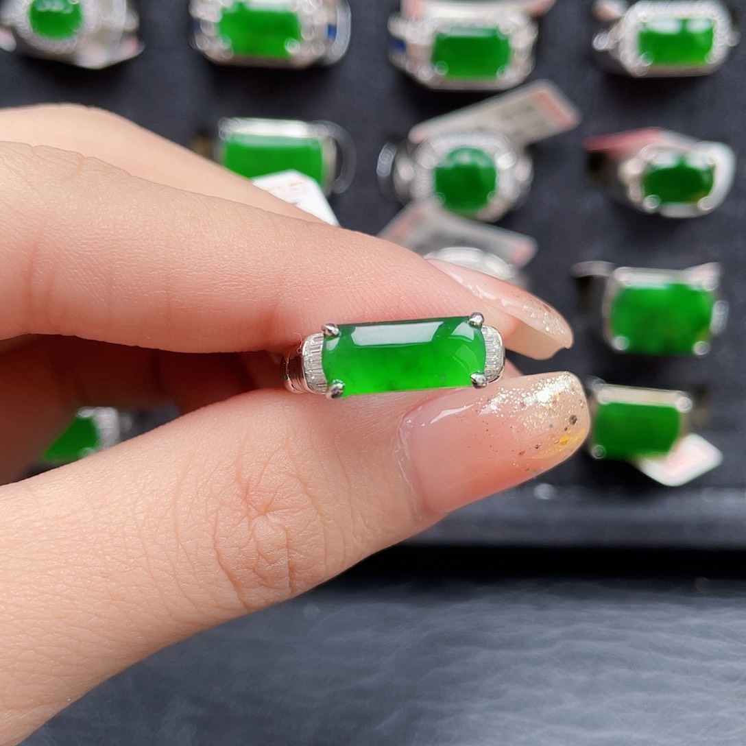 翡翠戒指银S925镶嵌编号0031