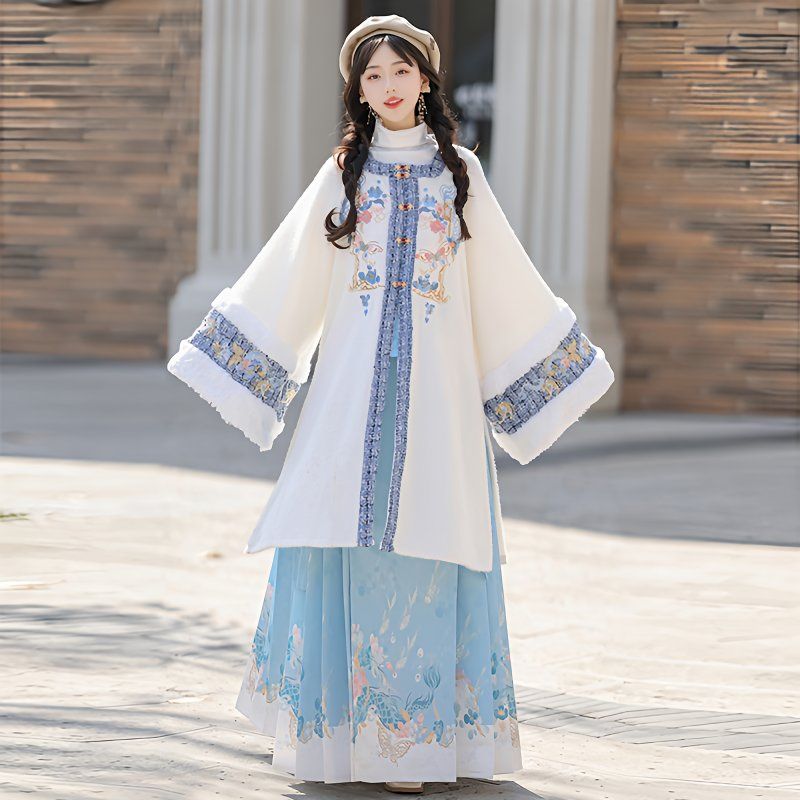 【潜龙】汉服女明制方领对襟衫马面裙加厚加绒刺绣冬款