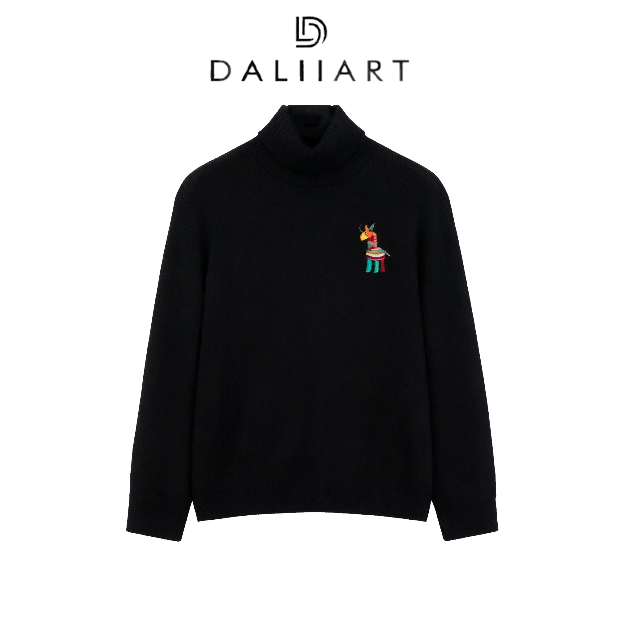 大丽高定 彩虹宝马 新疆天山羊绒刺绣高领半高领针织衫DLTX1208