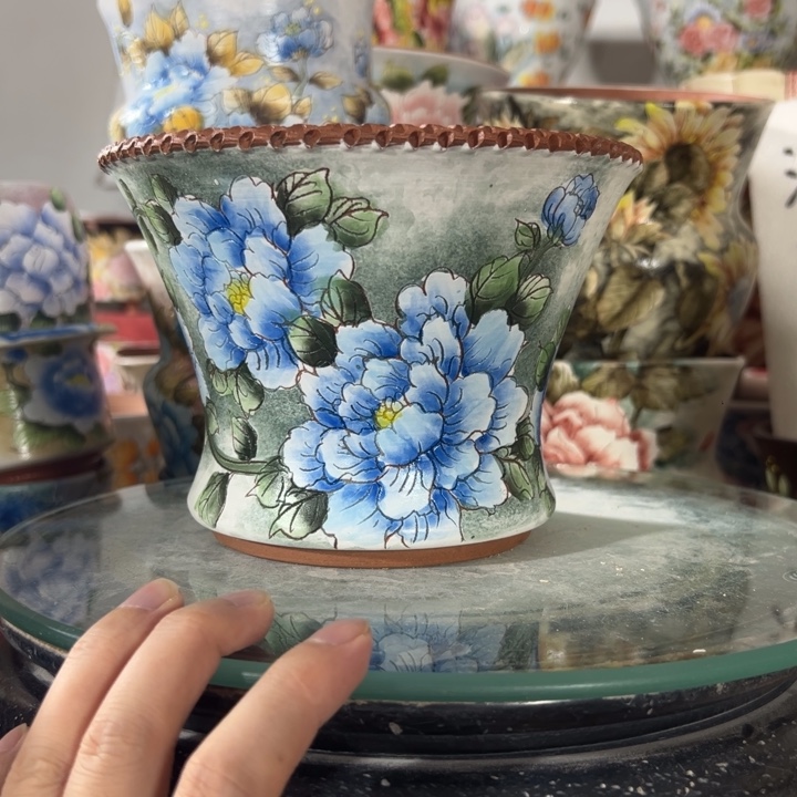 景德镇手绘花盆满38包邮偏远地区除外