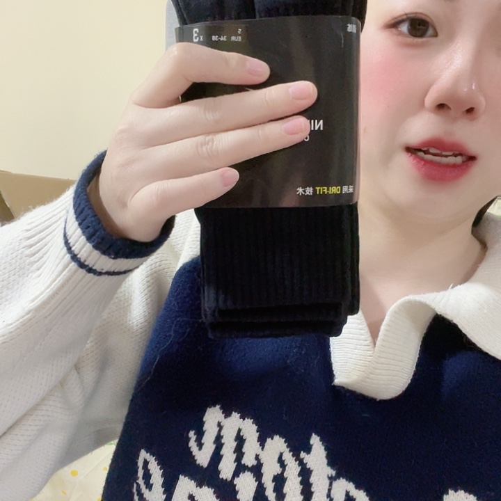 三醋酯纤维一百分s码数黑色毛巾底袜子三双129