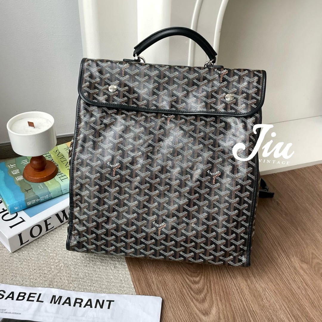 99新 Goyard 黑色折叠双肩包JM7-3331