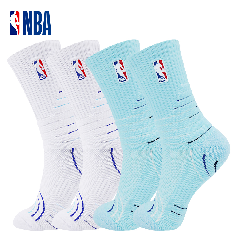 NBA篮球袜跑步袜高帮运动2双装跑步长筒袜高筒毛巾底运动袜