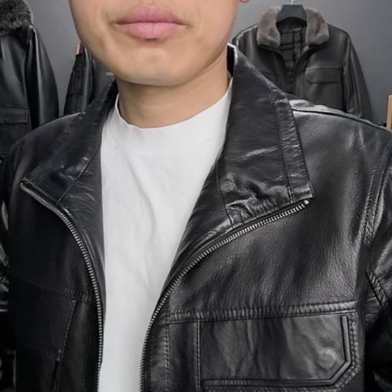 头层山羊皮棉服翻领款