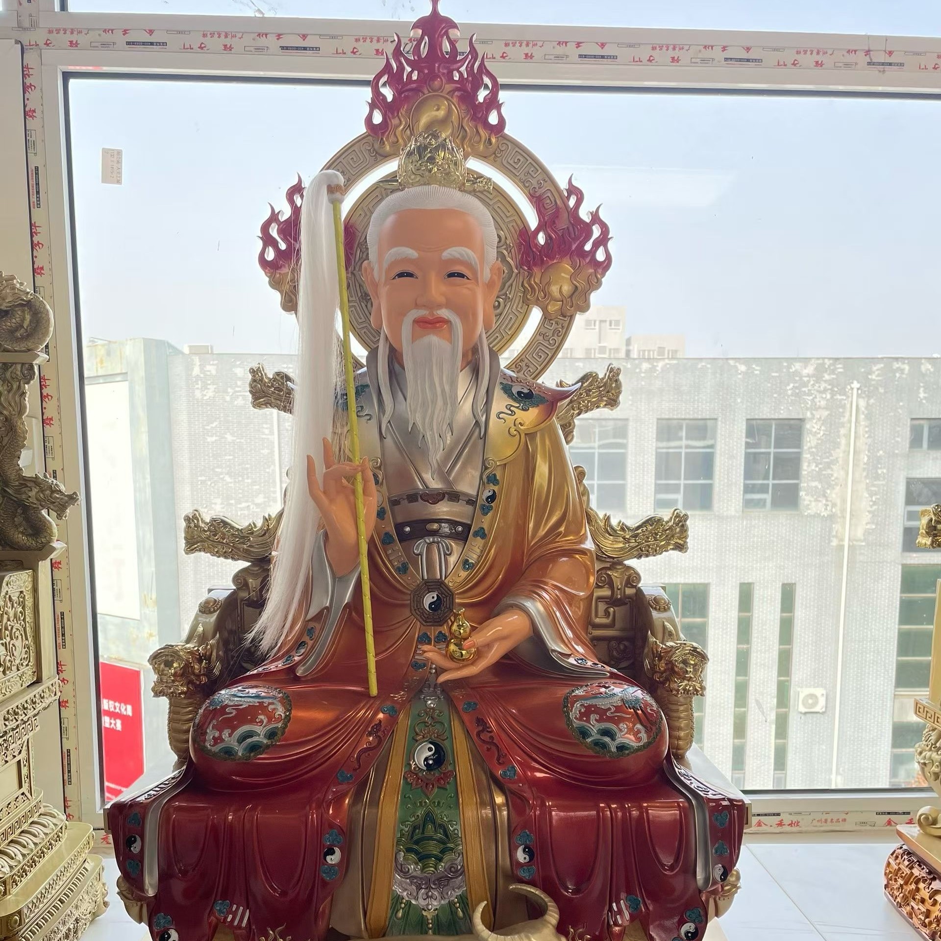 36寸高端树脂三清彩绘摆件，88厘米左右高度