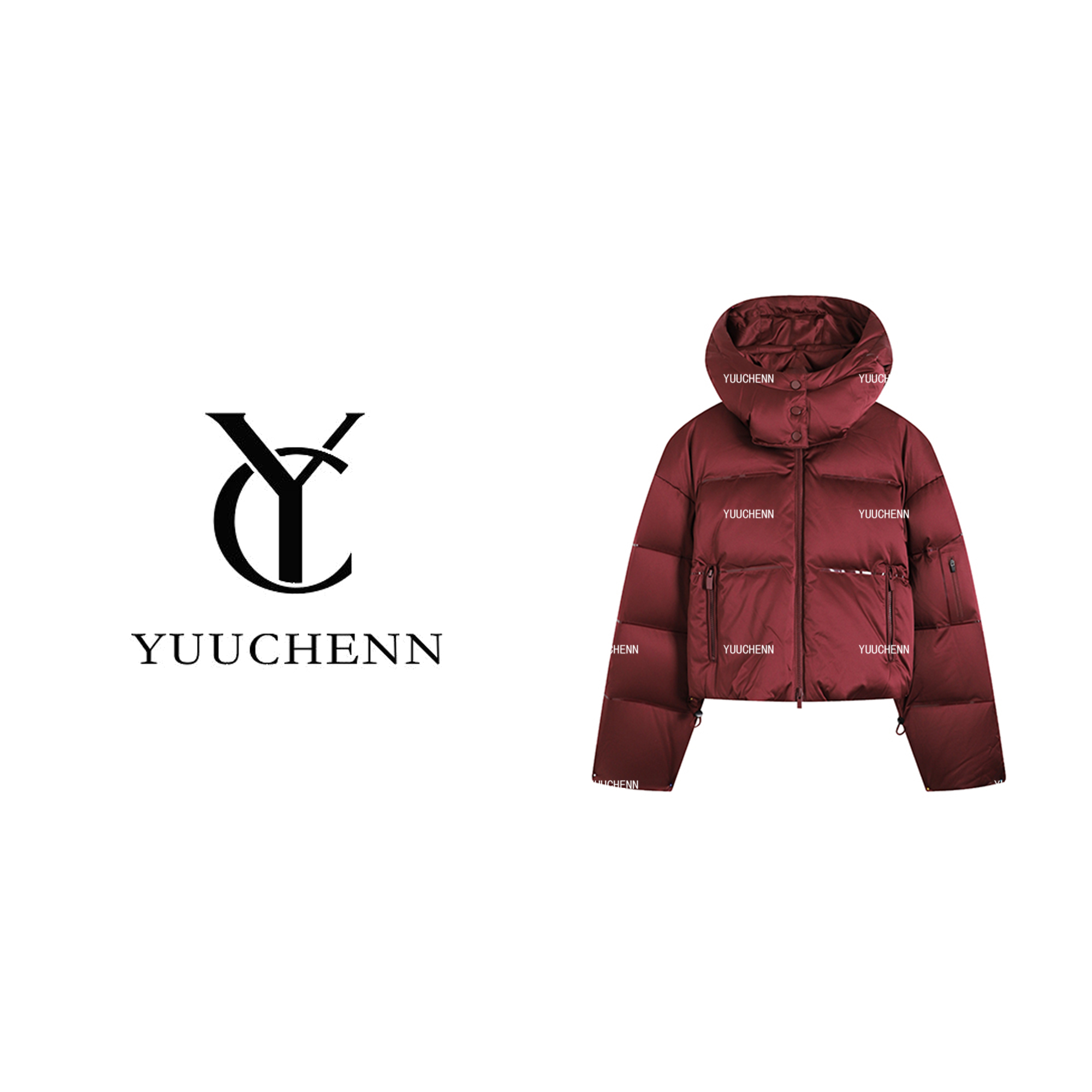 YUUCHENN连帽拉链短款90鹅绒羽绒服女时尚百搭潮流CC2C1886