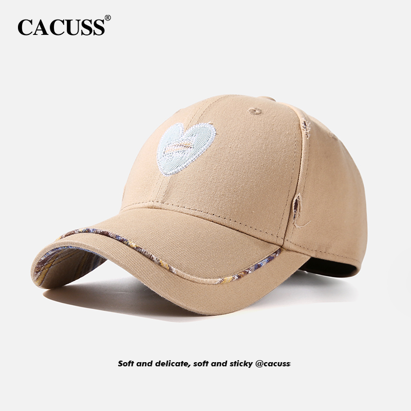 【Cacuss】帽子棒球帽女春夏新款鸭舌帽可调节大头围格纹遮阳帽