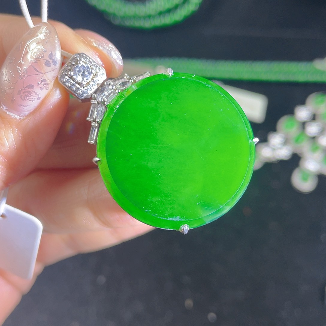 翡翠吊坠(不含链)银S925镶嵌