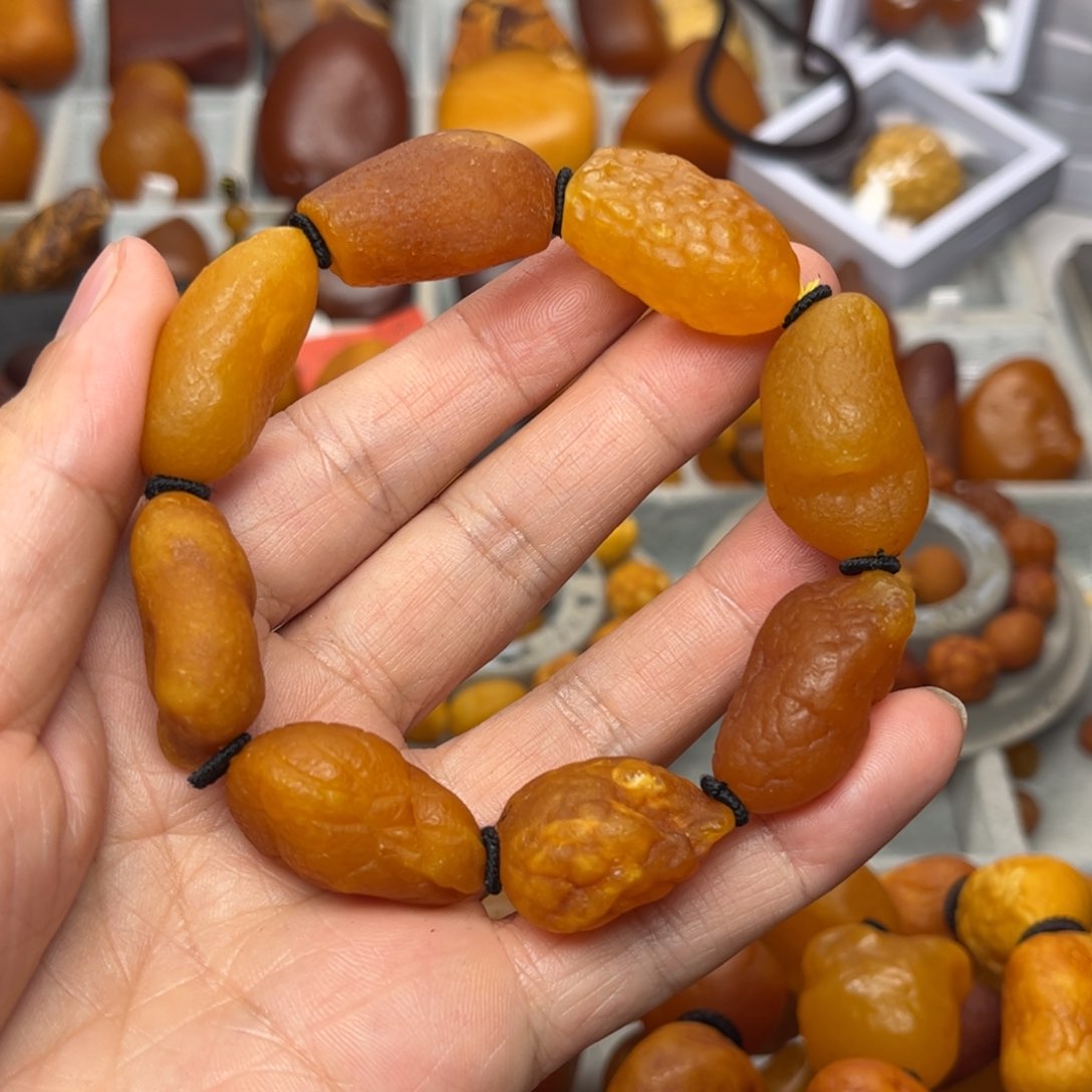 琥珀裸石未镶嵌天然蜜蜡手串