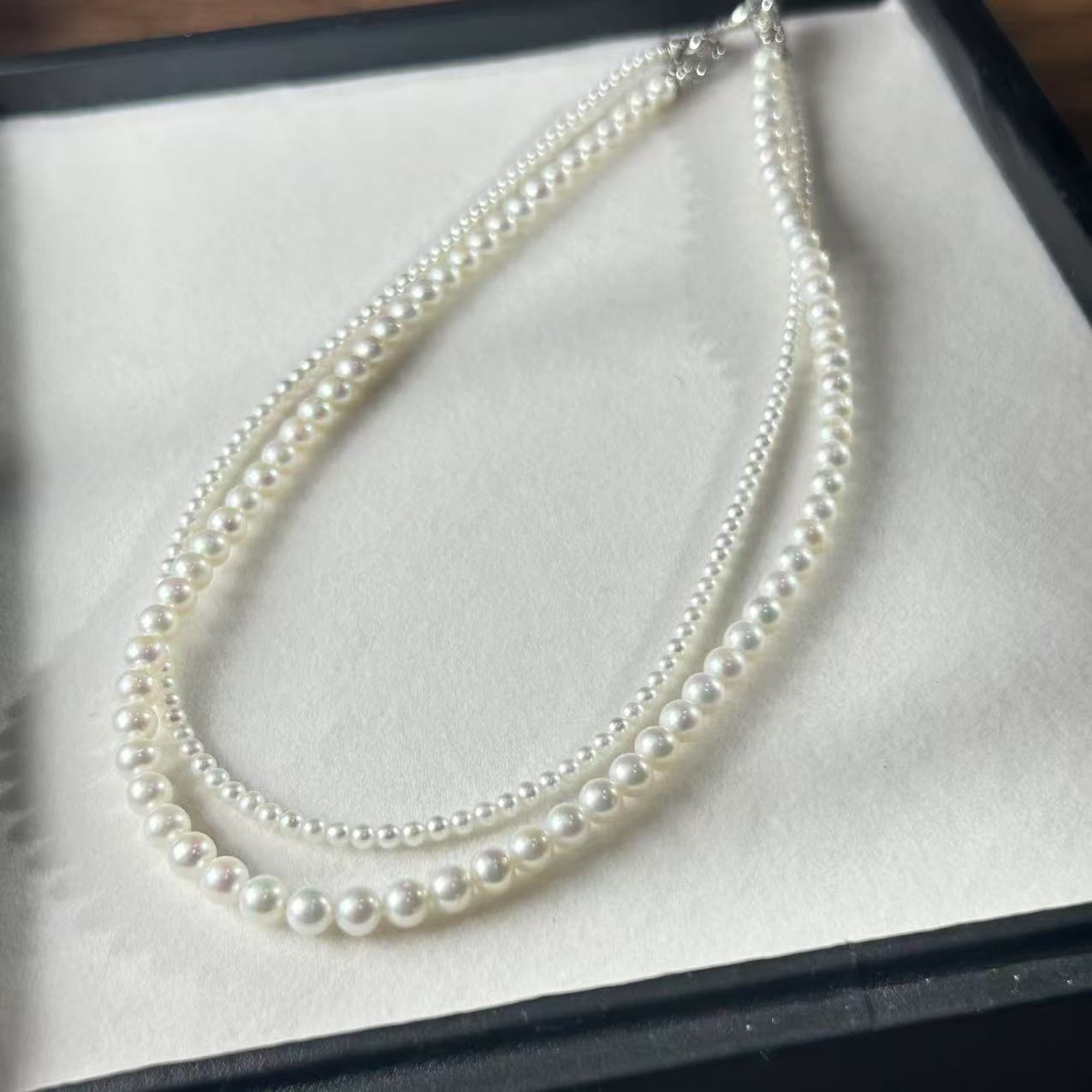 【睿泽鉴宝】S925银淡水有核珍珠双层项链多样性发一/有瑕  V0491