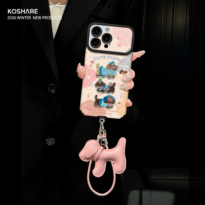 腊肠狗适用苹果17配件VIVO华为OPPO小米17iPhone16视窗贴皮手机壳