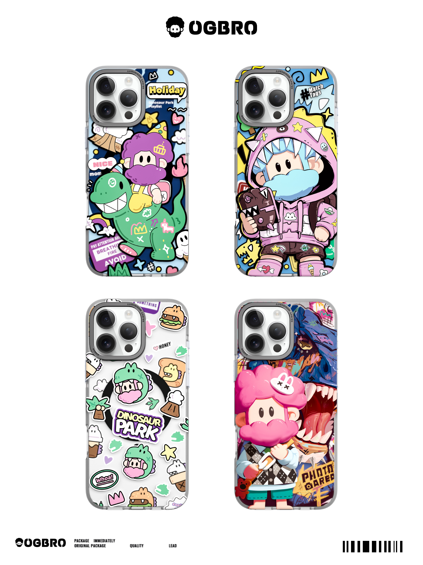 OGBRO新款恐龙来袭系列防摔强磁独立金属按键苹果手机壳14-16系列