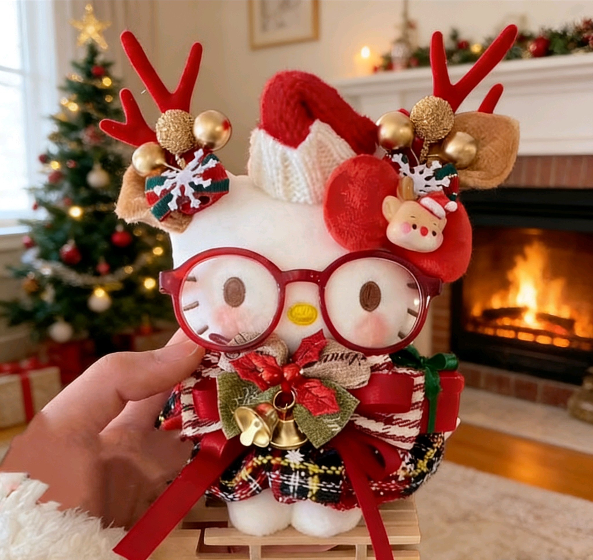 【圣诞麋鹿款kt】正版HelloKitty毛茸茸可爱治愈玩偶圣诞节礼物挂件