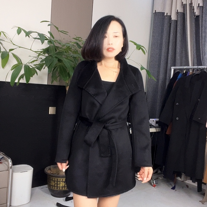 双面呢大衣M码中长款
