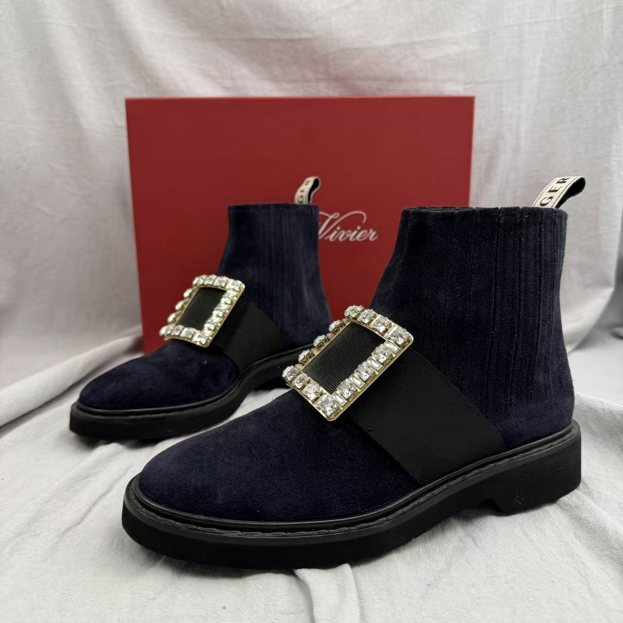 未使用 Roger Vivier/罗杰·维威耶 38.5/Rangers方扣短靴xxs1345
