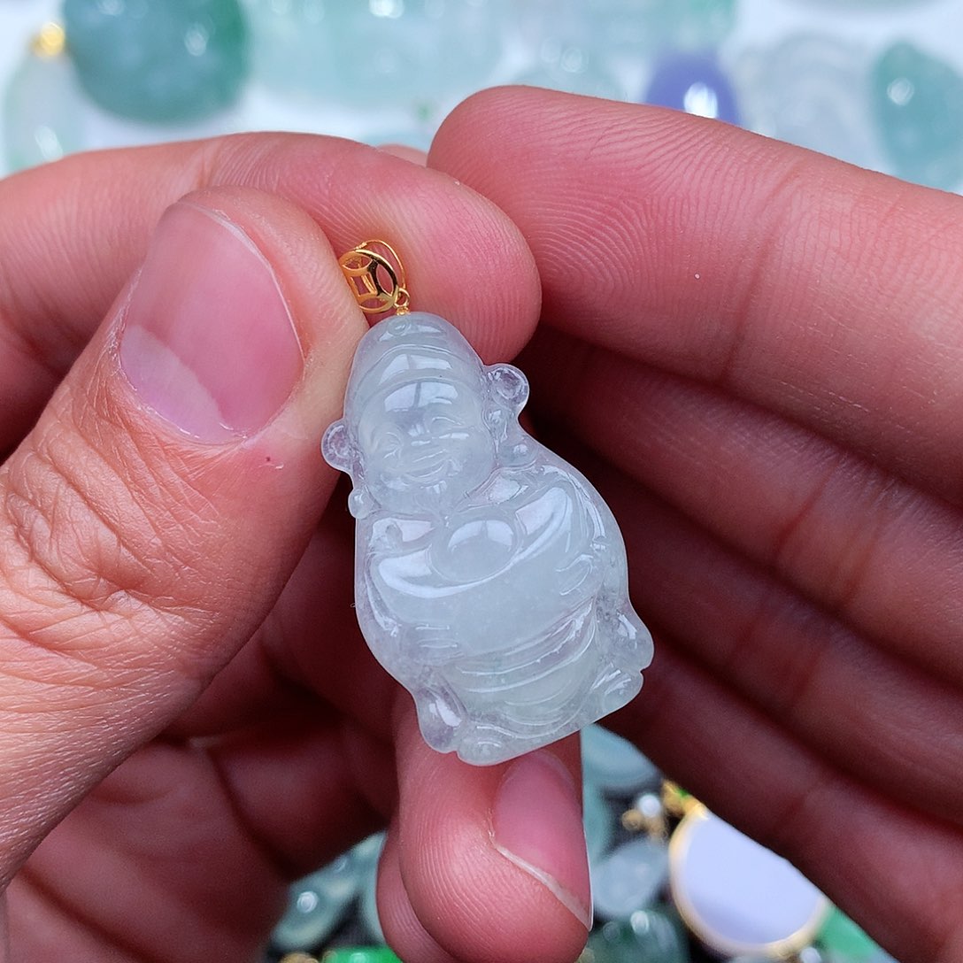 翡翠吊坠(不含链)18K金镶嵌