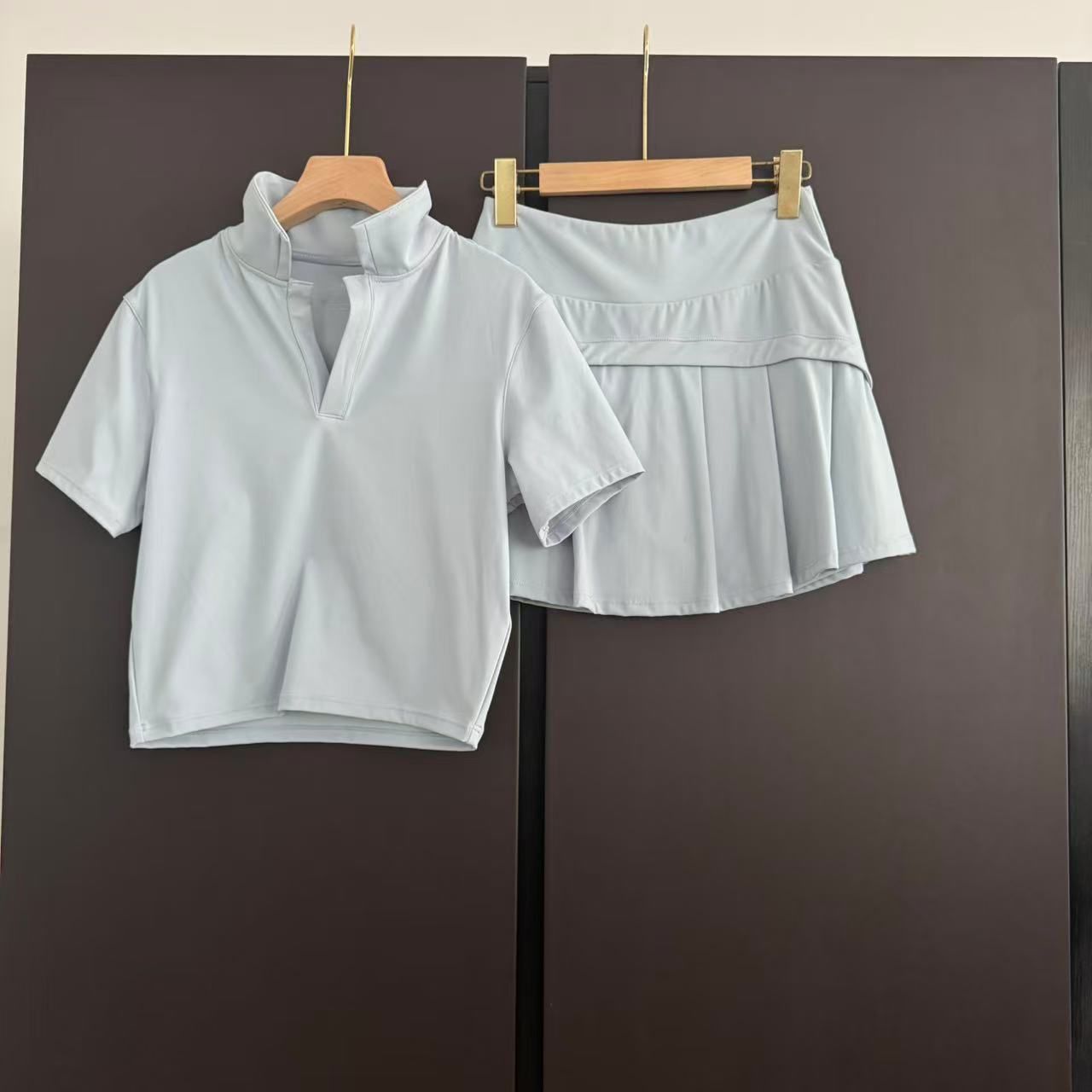 【速干短袖运动裙套装】立领短袖运动休闲裙显瘦女时尚短款健身