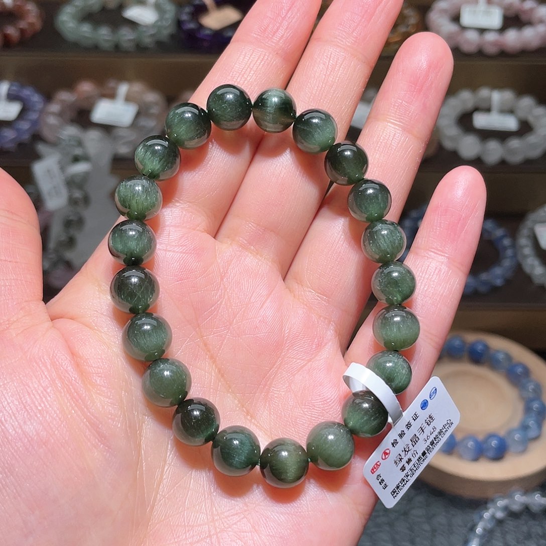 水晶手链未镶嵌绿发晶手链，晶体通透