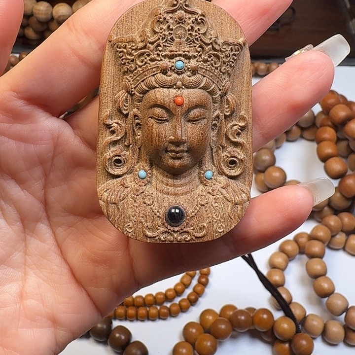 檀香木手串/手链印度迈索尔老山檀香观音牌