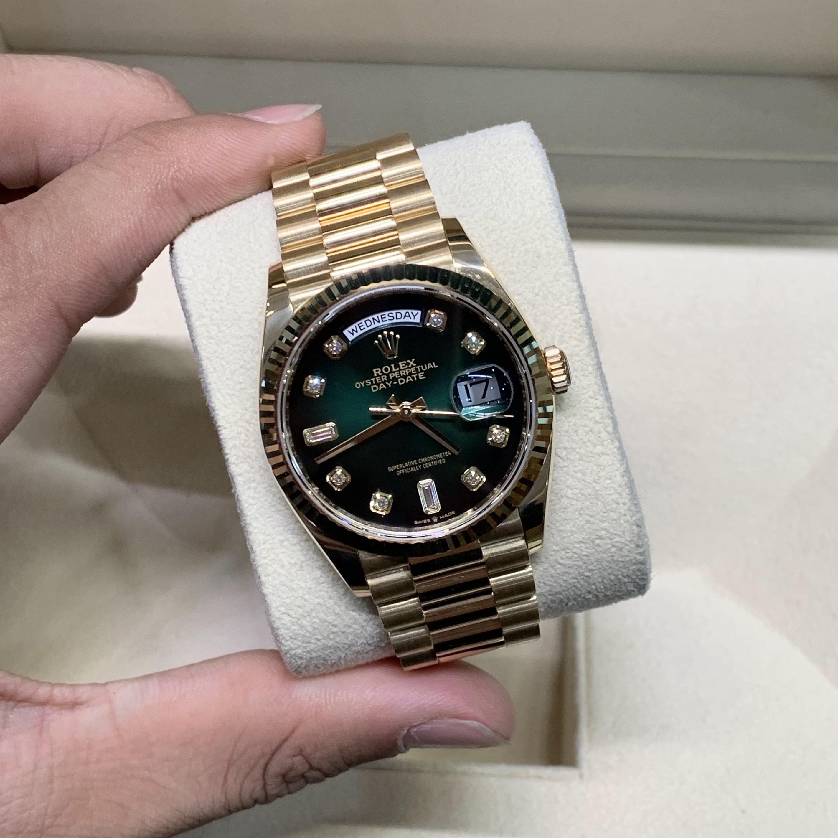 99新 Rolex/劳力士 M128238-0069 烟熏绿 保卡 21年6月6日