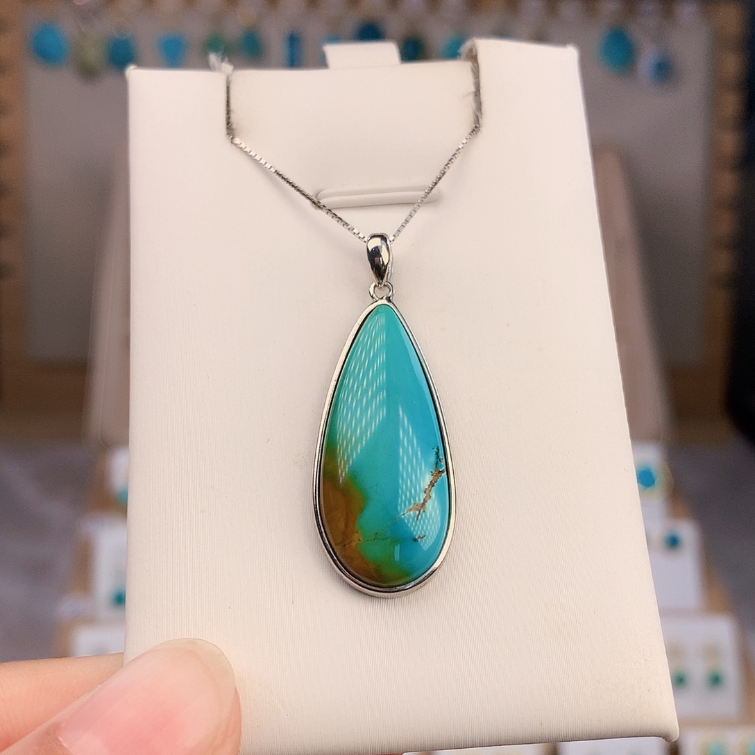 银S925镶嵌绿松石颈饰