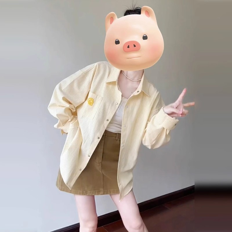 黄色条纹衬衫外套女早春秋季2025新款薄款设计感小众防晒长袖上衣