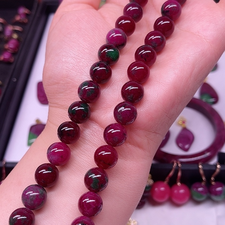 红宝石项链红绿银S925镶嵌