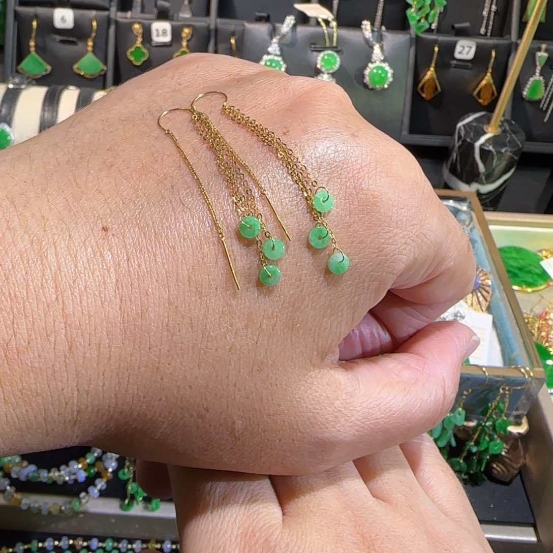 翡翠18K金镶嵌颈饰耳线