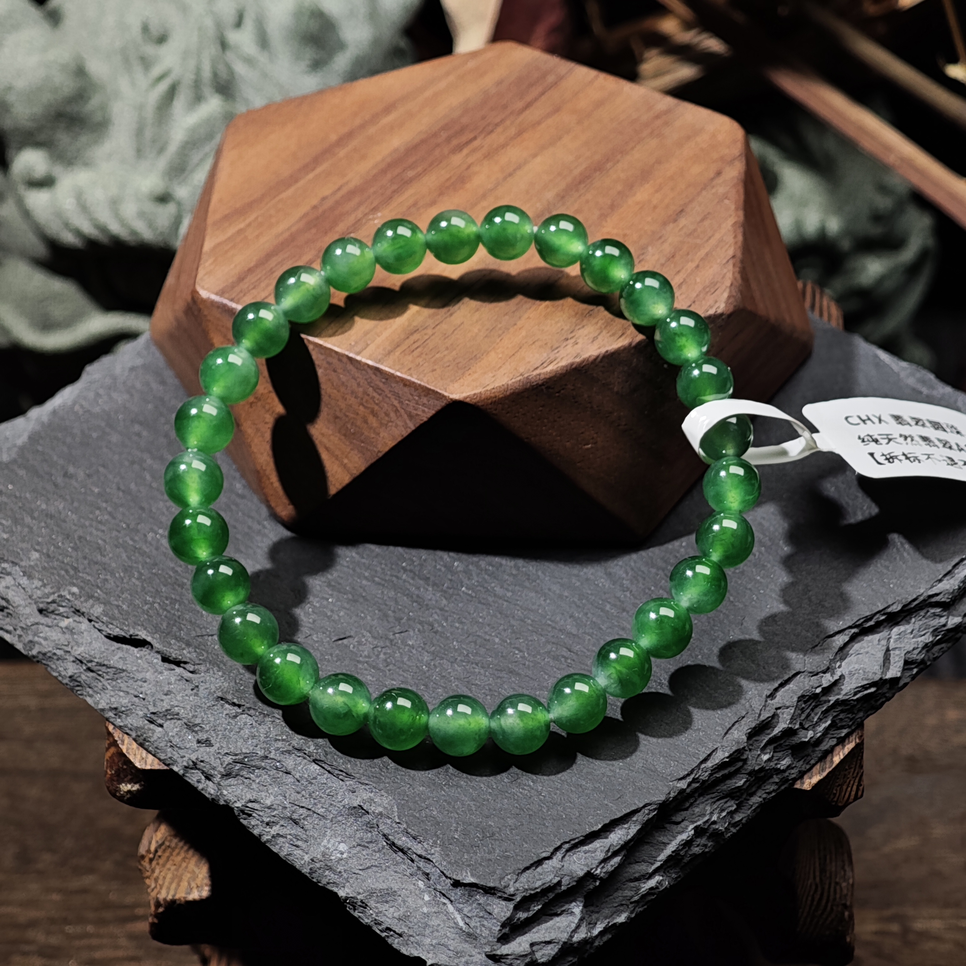 [单品]A3002(卡6.3 )天然缅甸翡翠圆珠手串冰种A货国内现货可鉴赏