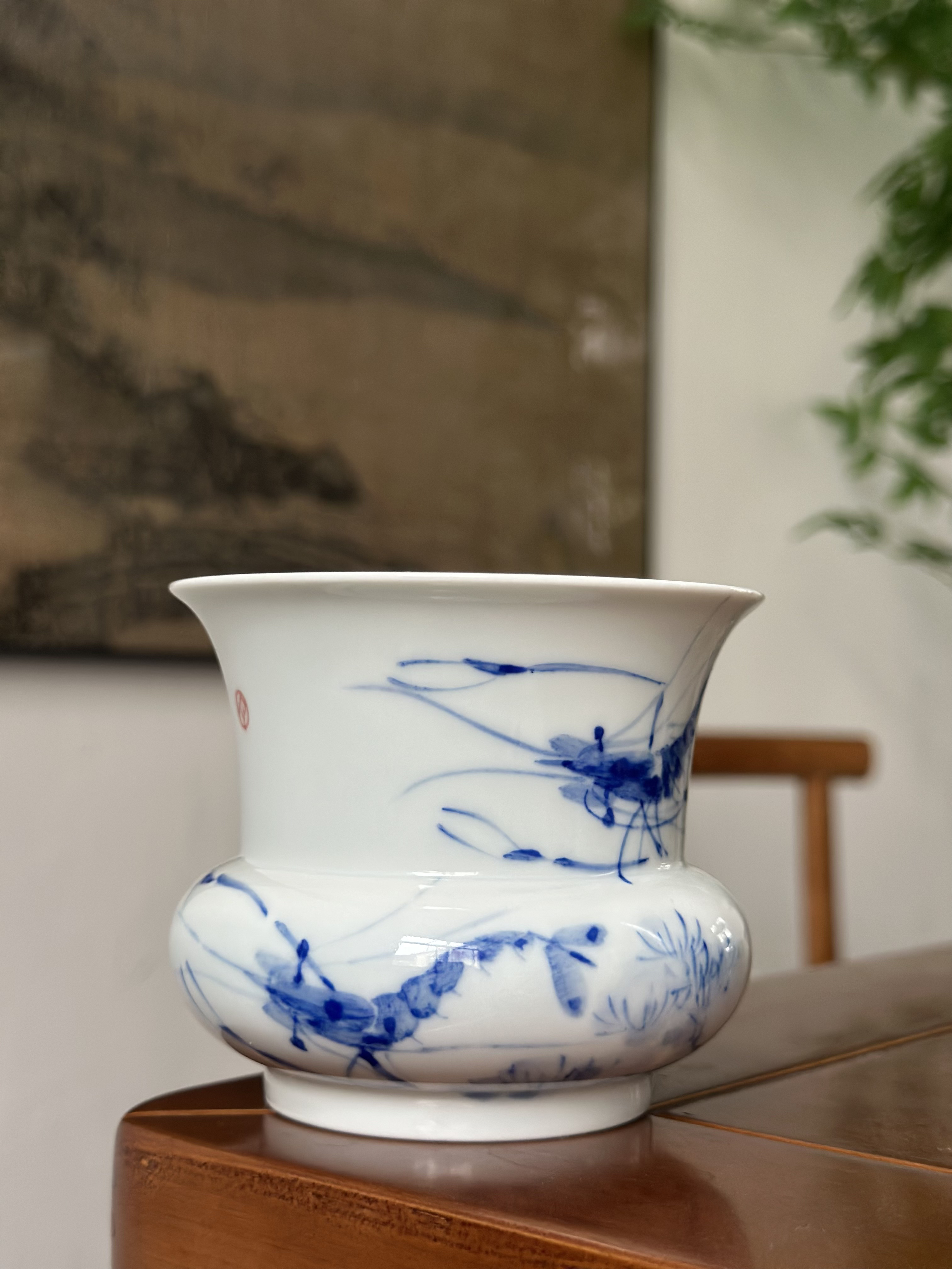 景德镇釉下五彩虾趣渣斗