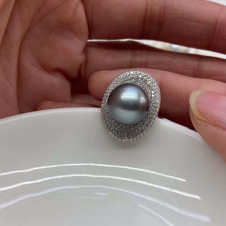海水珍珠戒指银S925镶嵌