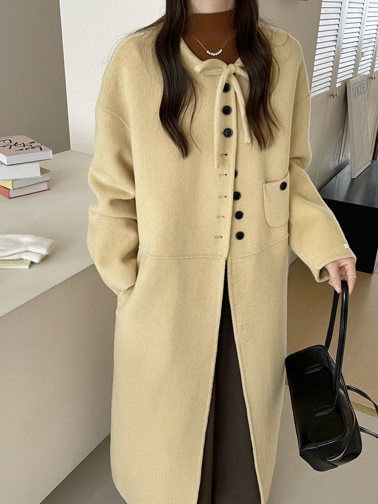 【玖玖way专属】高级感复古双面羊毛大衣女秋冬气质长款外套8107