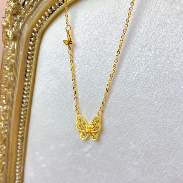 足金999拉丝蝴蝶套链礼物轻奢百搭时尚套链