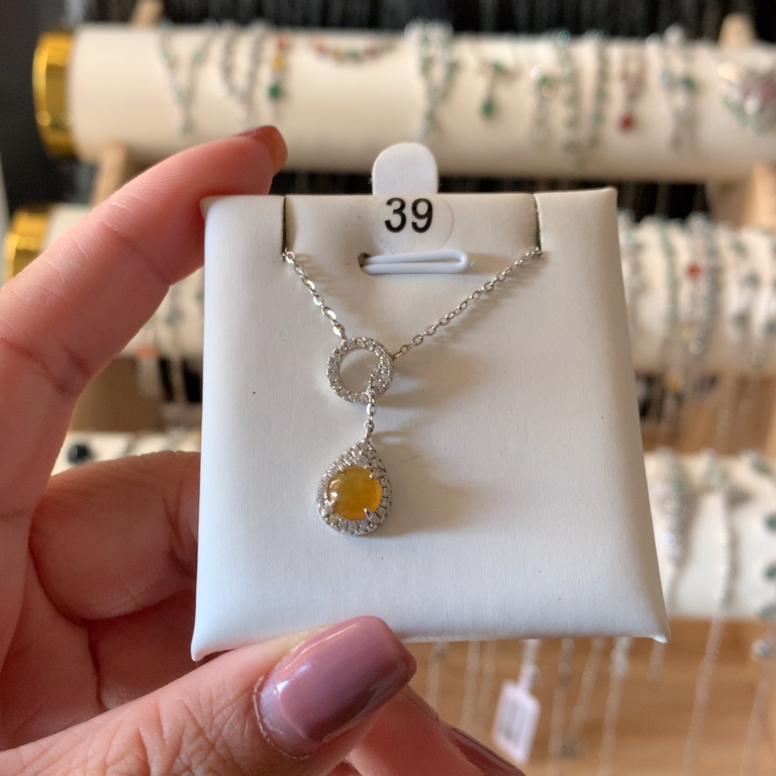 翡翠银S925镶嵌耳饰项链