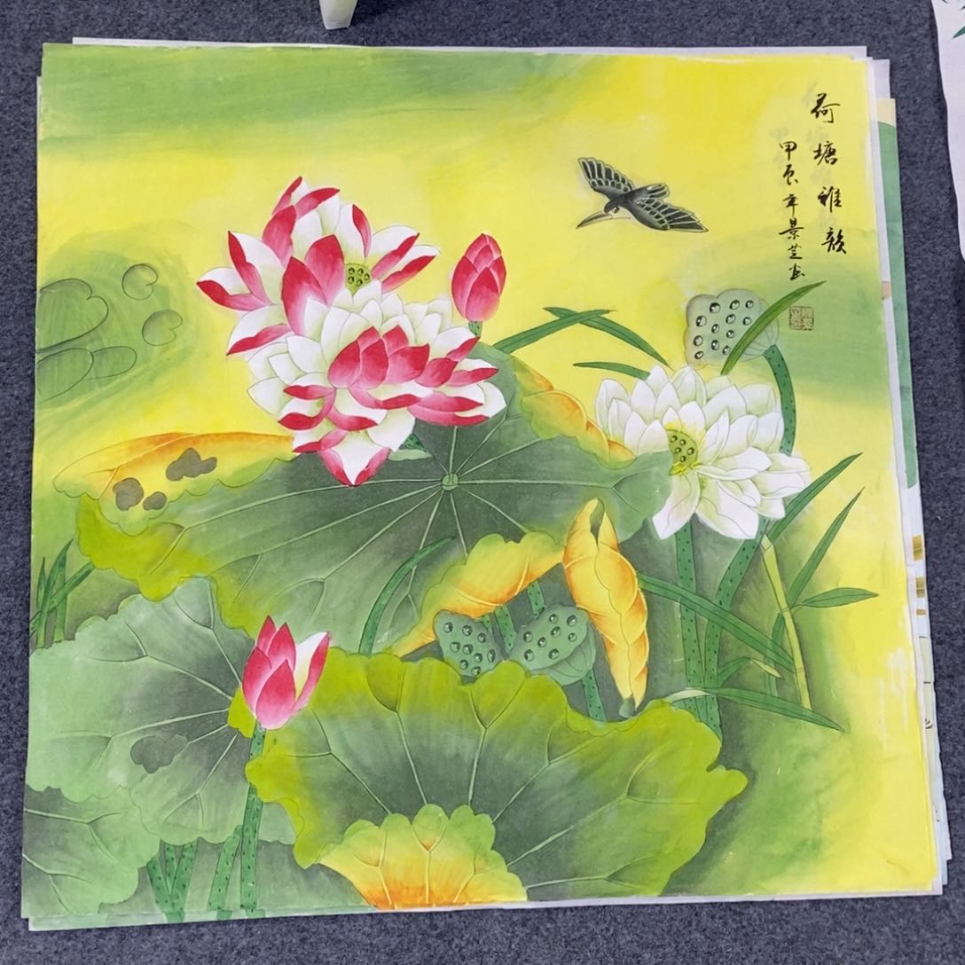 国画尺寸68✖️68四尺手绘工笔斗方