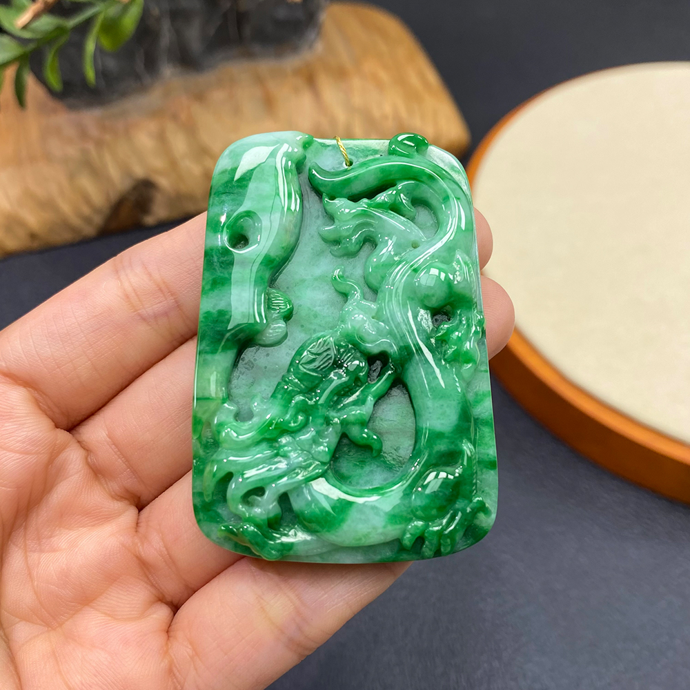 如意宝珠宝 正品翡翠A货珠宝龙牌挂件玉坠吊坠天然玉石精选GS10