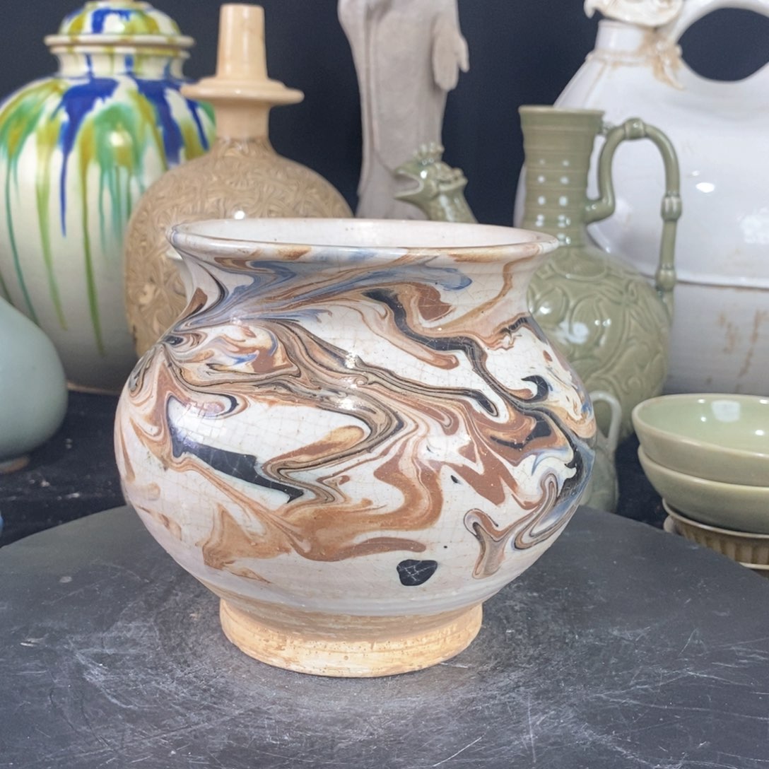 摆件绞釉罐子瓷器