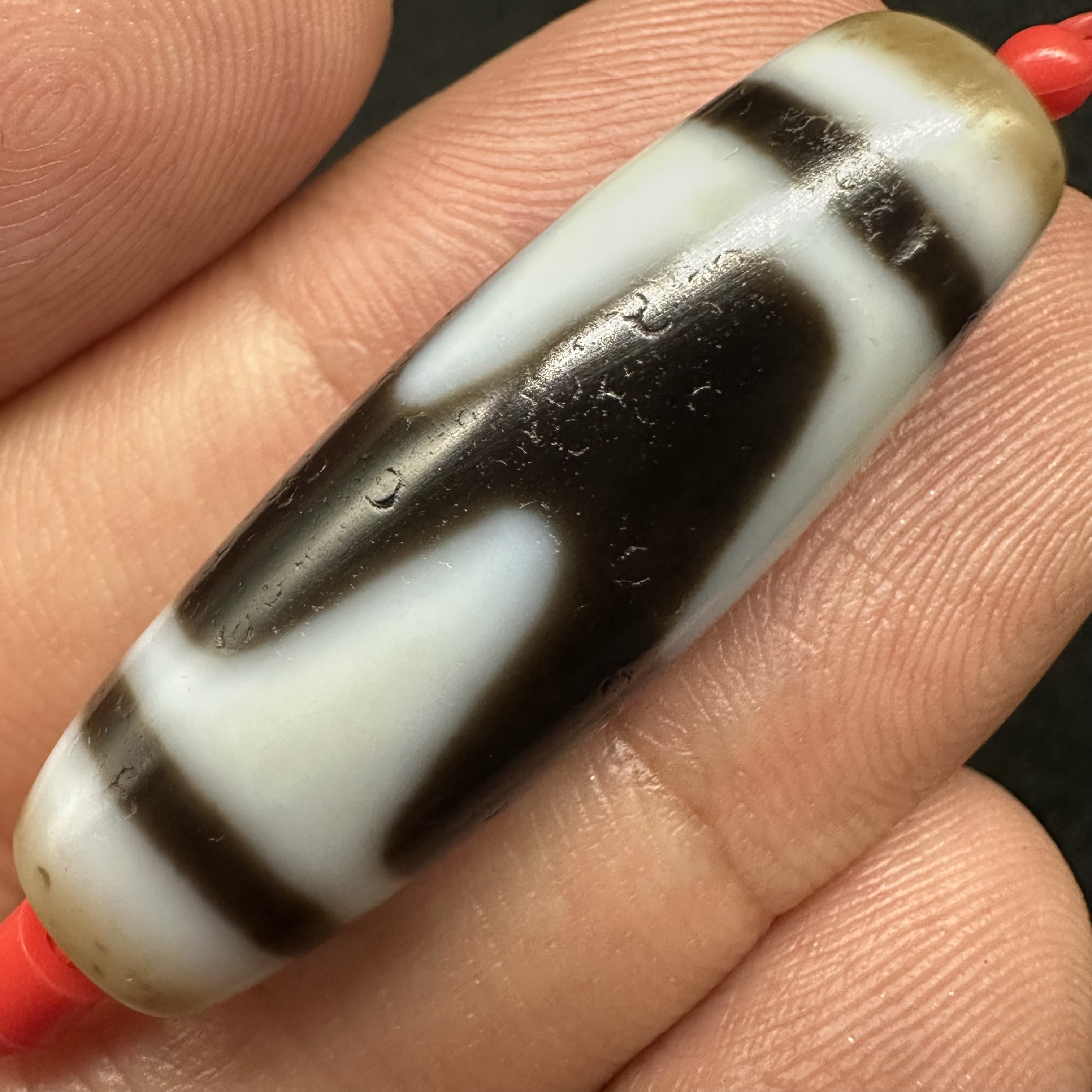 聚缘手工黑白虎牙玛瑙天珠