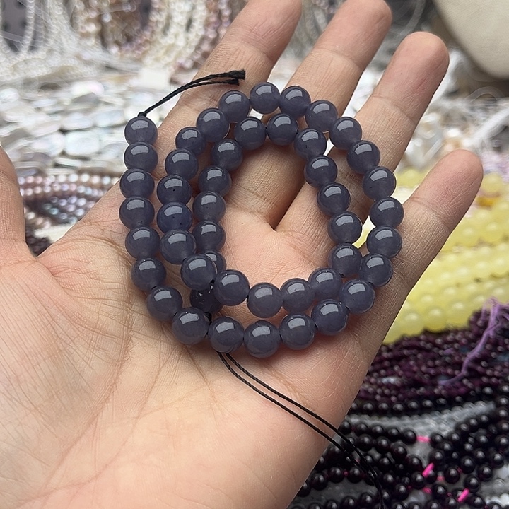 玛瑙/玉髓未镶嵌珠宝半成品一条8mm左右烟紫