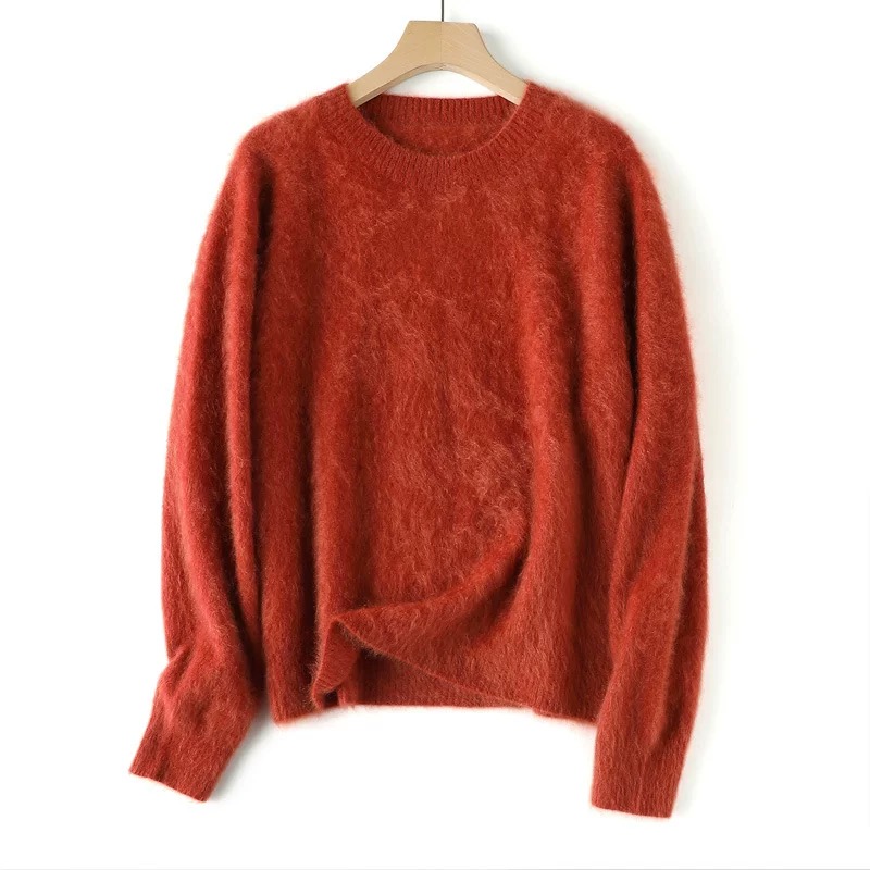【轻奢羊绒】山羊绒羊毛拉绒针织毛衣加厚无缝圆领羊绒衫