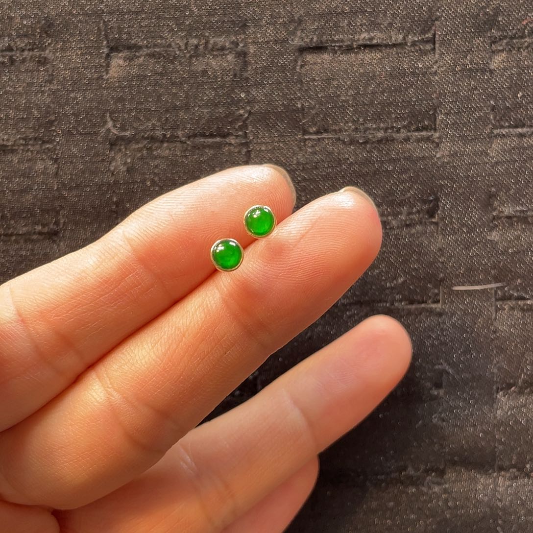 【闪购商品】翡翠耳饰18K金镶嵌天然翡翠Ａ货