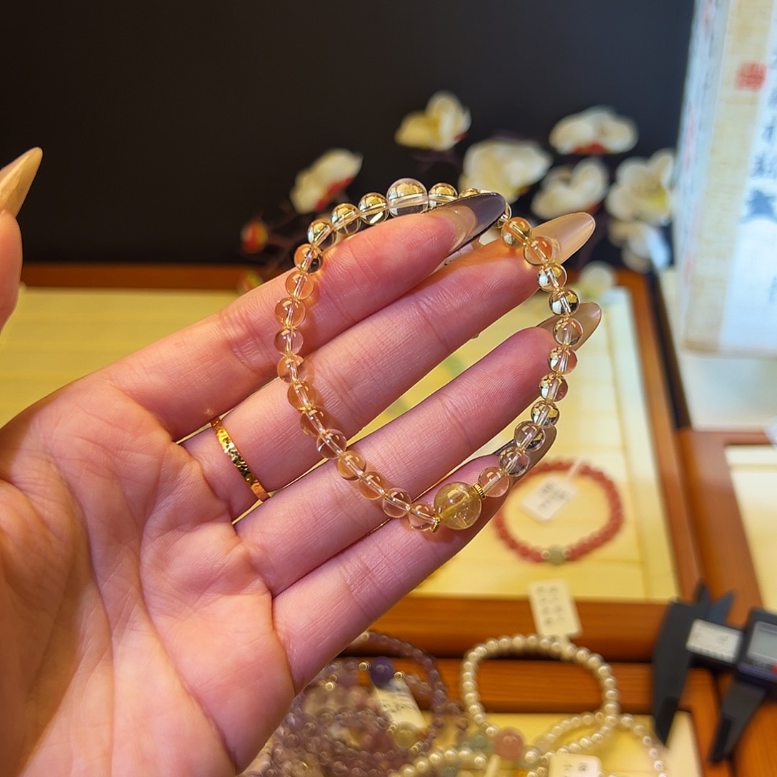 水晶手链银S925镶嵌-黄888