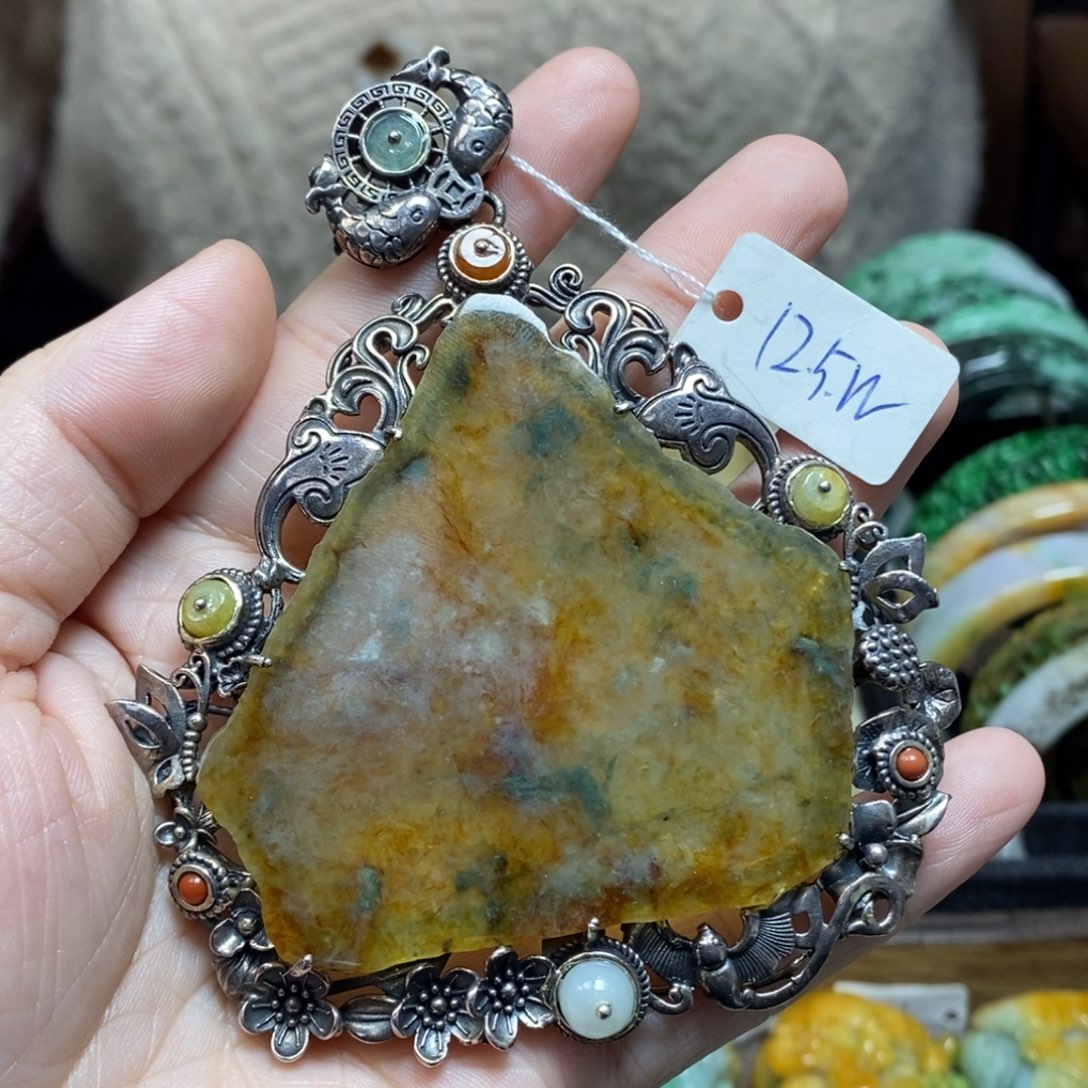 翡翠颈饰银S925镶嵌随行10号