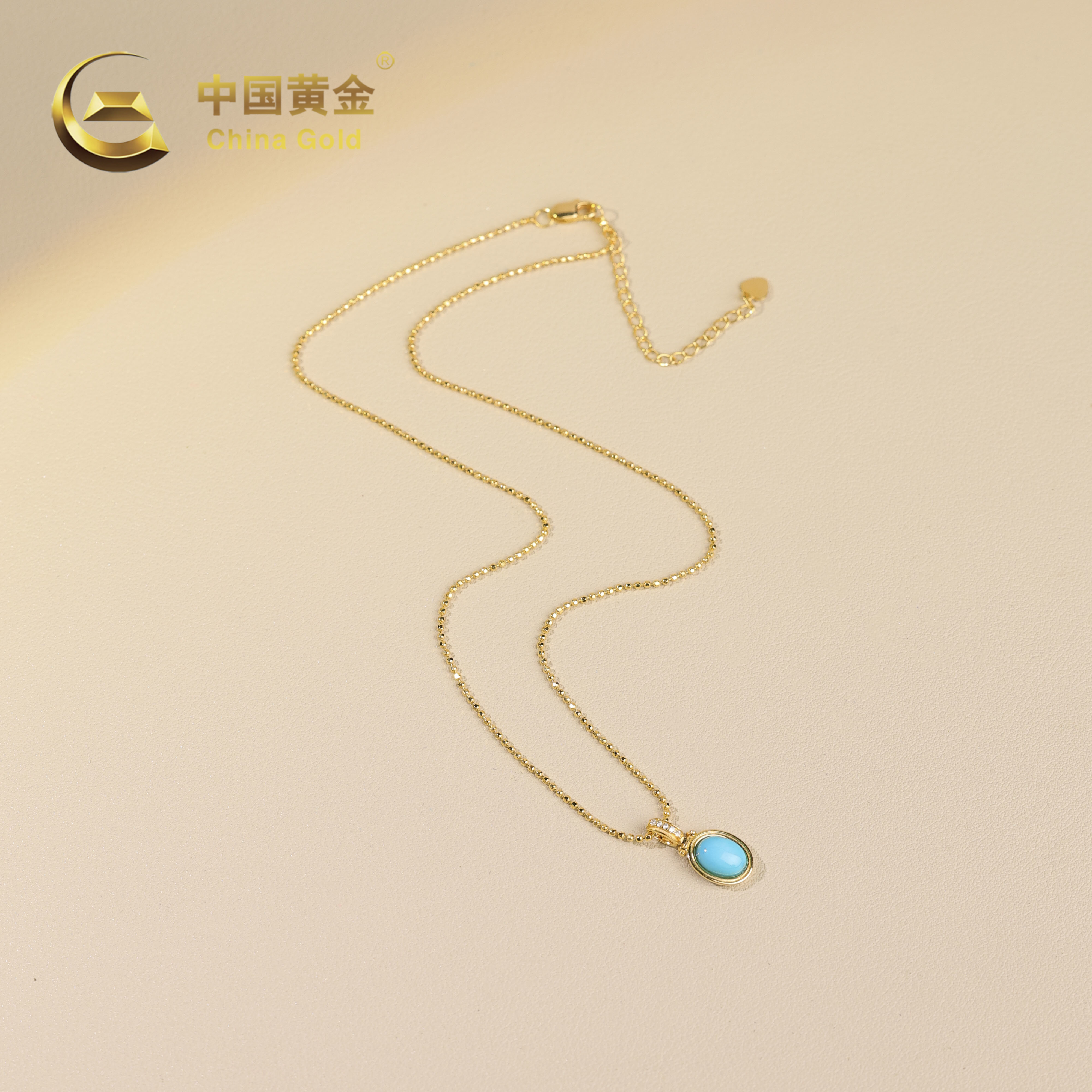  【中国黄金】宁岚 | 绿松*项链*S925银镶嵌-X3526-臻