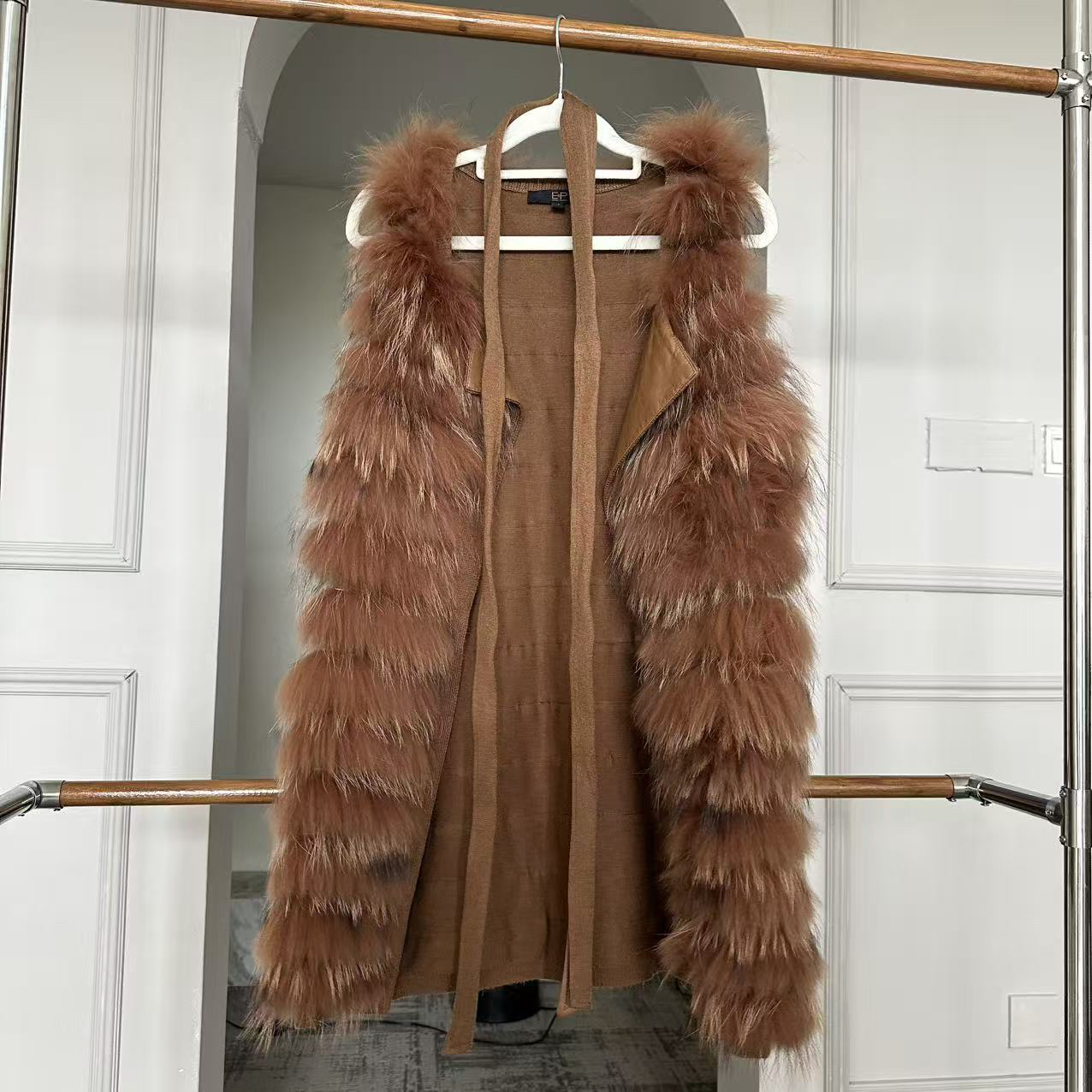 棕色羊毛马甲外套YF43