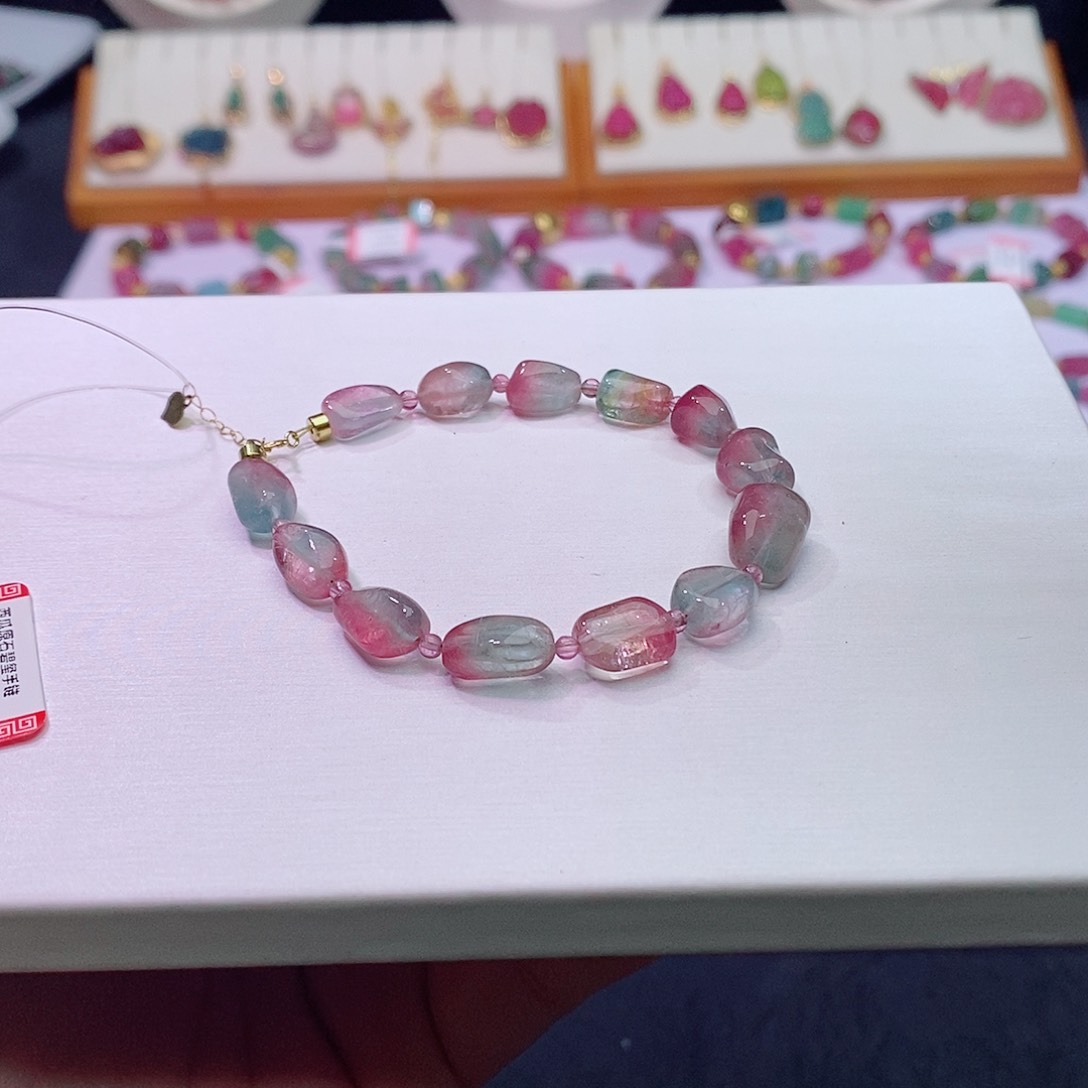 碧玺碧玺m未镶嵌原石手链