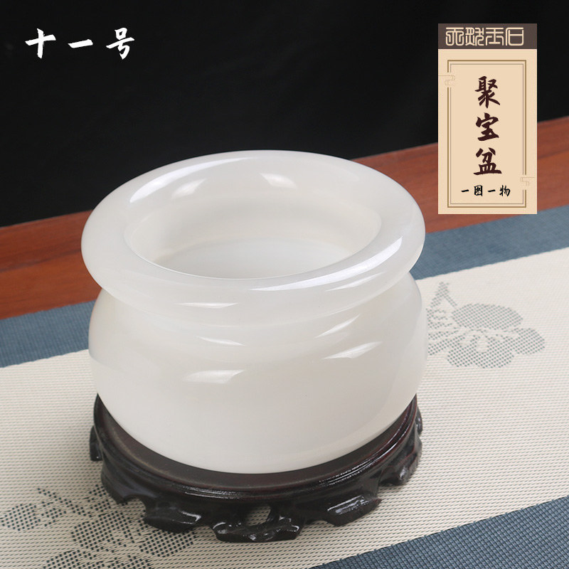 天然石材中式聚宝盆水仙盘糖果瓜子装饰器皿工艺品客厅创意摆件