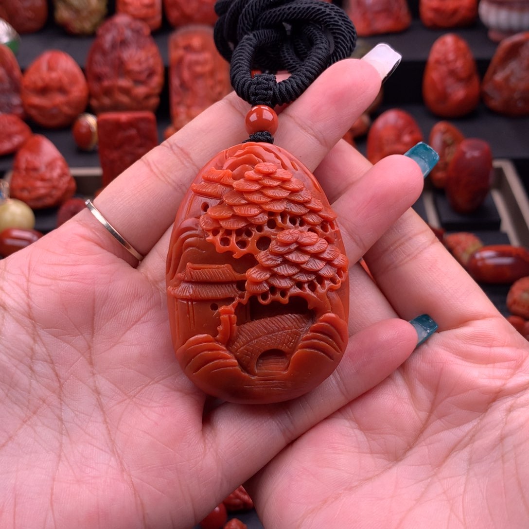 南红玛瑙南红保山山水牌42.2mm未镶嵌